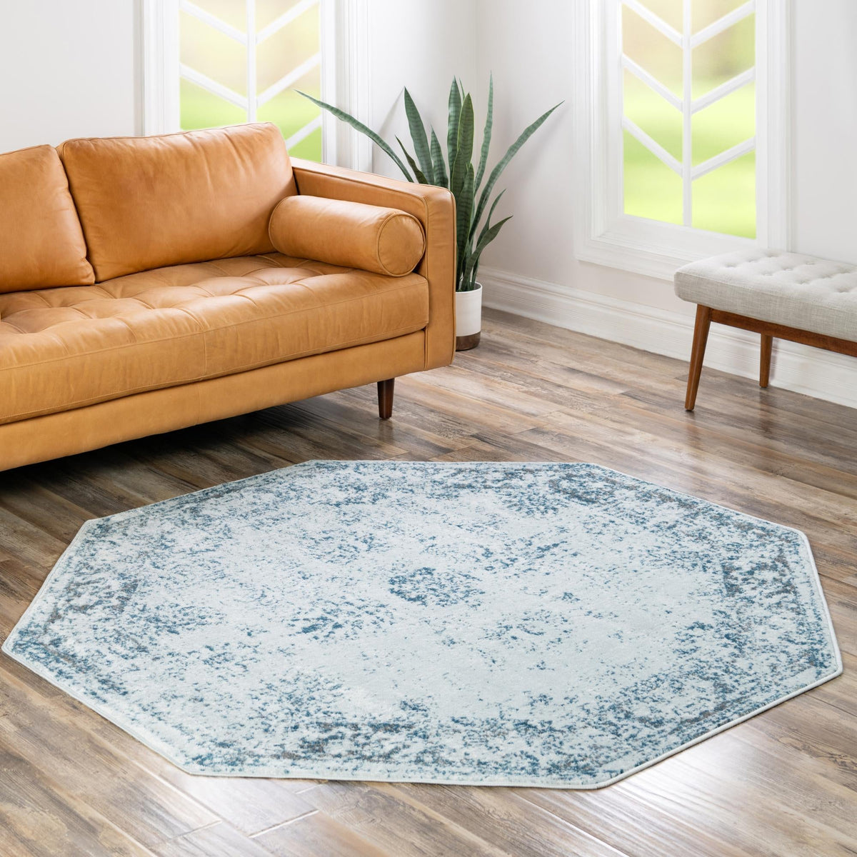 Riviera Elegance Collection Area Rug - Antibes (Light Blue) Octagon Light Blue  lifestyle 27