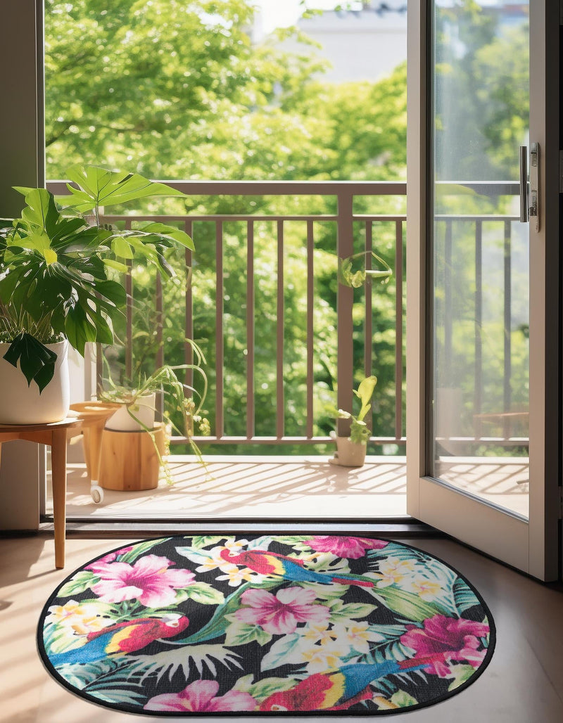 Belizean Tropics Outdoor Rugs Collection Area Rug - Caye Oval Multi  lifestyle 24