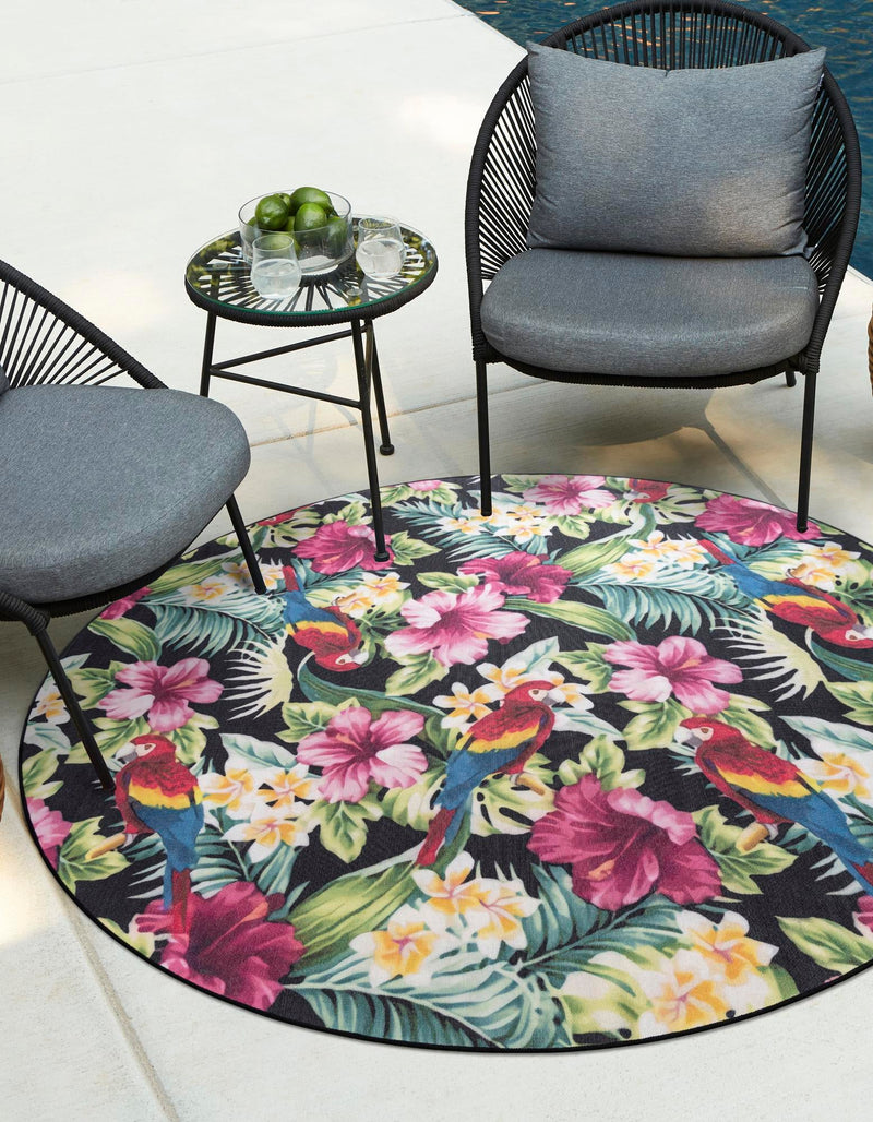 Belizean Tropics Outdoor Rugs Collection Area Rug - Caye Round Multi  lifestyle 21