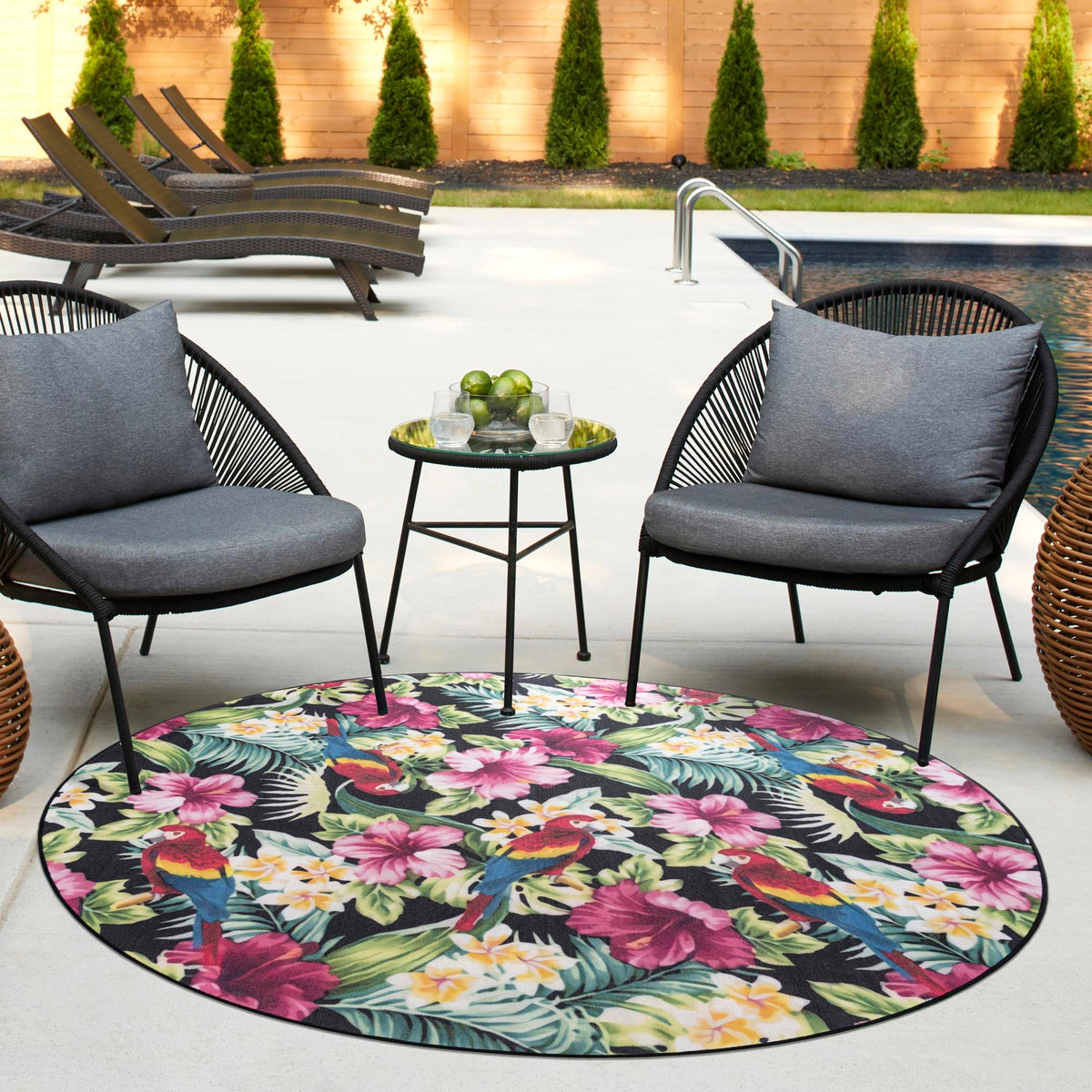 Belizean Tropics Outdoor Rugs Collection Area Rug - Caye Round Multi  lifestyle 81