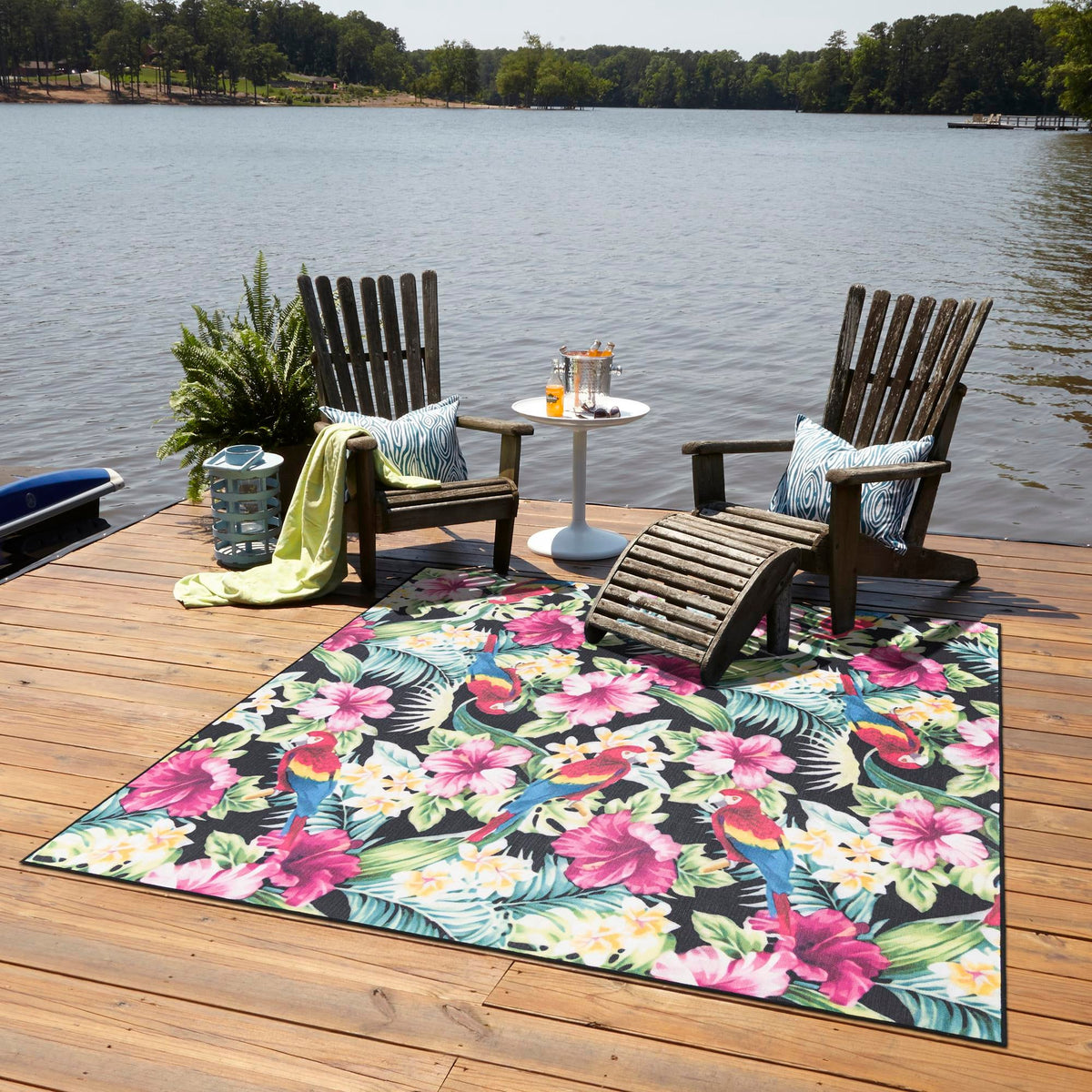 Belizean Tropics Outdoor Rugs Collection Area Rug - Caye Square Multi  lifestyle 80
