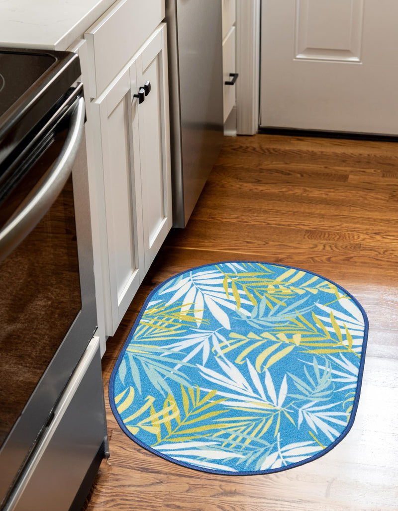 Belizean Tropics Outdoor Rugs Collection Area Rug -  Barrier Oval Blue  lifestyle 34