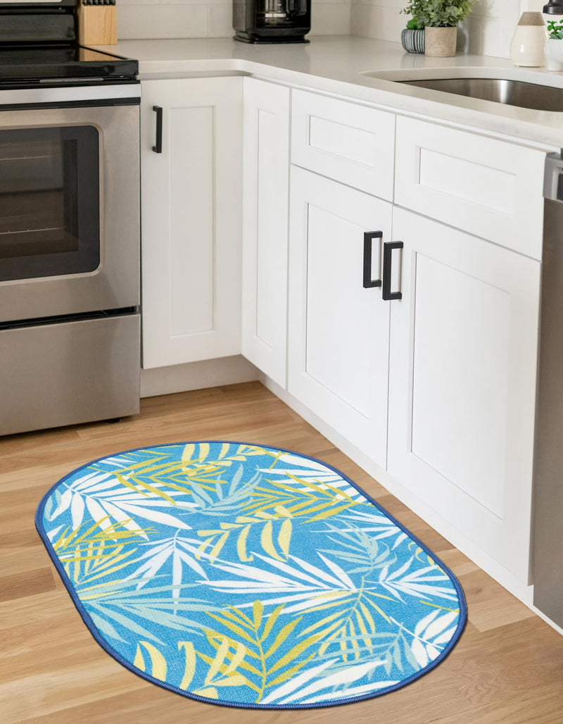 Belizean Tropics Outdoor Rugs Collection Area Rug -  Barrier Oval Blue  lifestyle 35