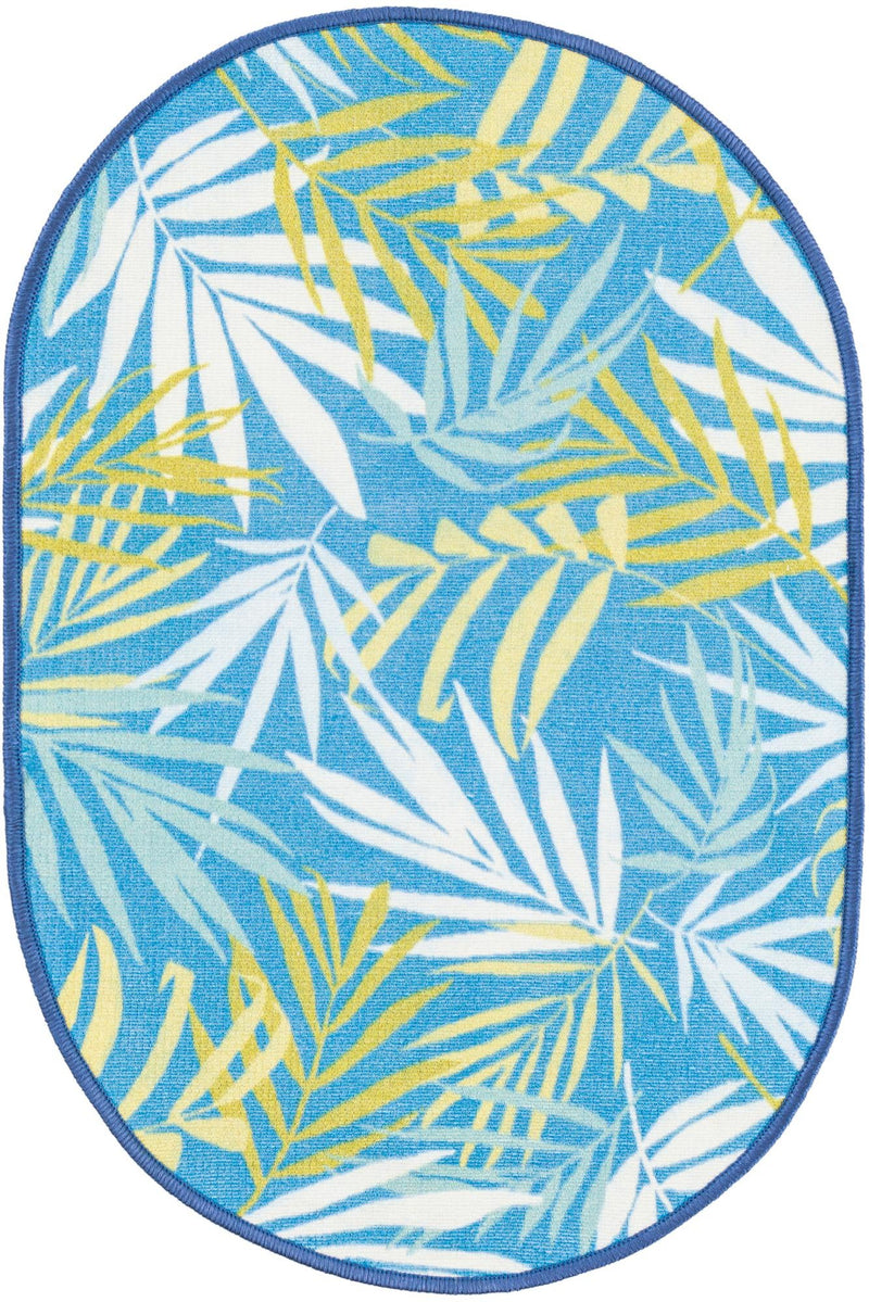 Belizean Tropics Outdoor Rugs Collection Area Rug -  Barrier Oval Blue  lifestyle 22
