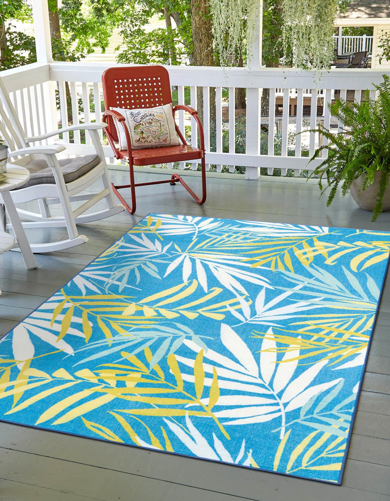 Belizean Tropics Outdoor Rugs Collection Area Rug -  Barrier Rectangle Blue  lifestyle 2