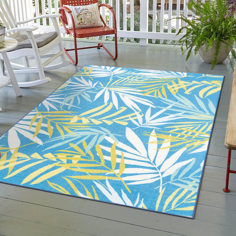 Belizean Tropics Outdoor Rugs Collection Area Rug -  Barrier Rectangle Blue  lifestyle 17