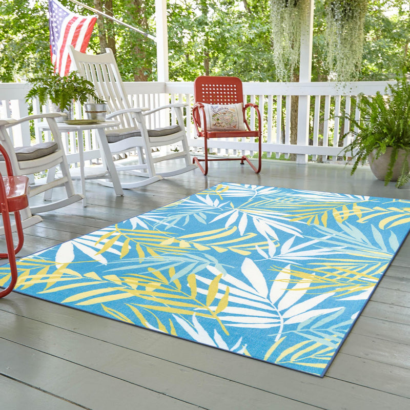 Belizean Tropics Outdoor Rugs Collection Area Rug -  Barrier Rectangle Blue  lifestyle 18