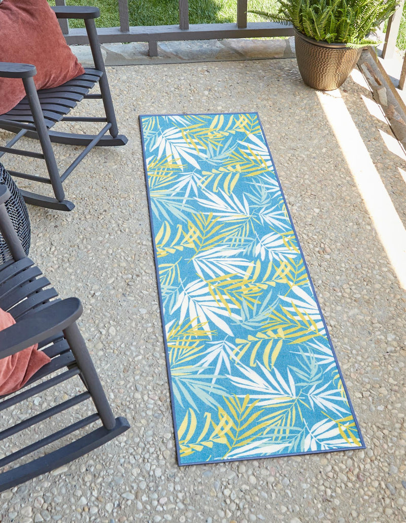 Belizean Tropics Outdoor Rugs Collection Area Rug -  Barrier Runner Blue  lifestyle 24