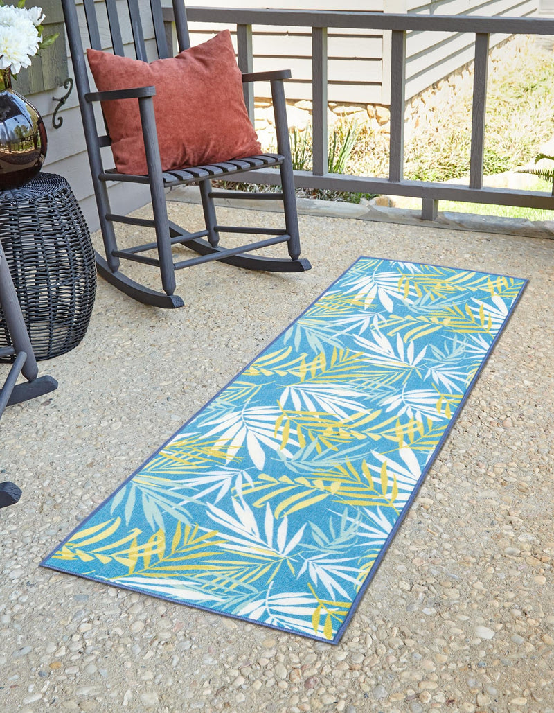 Belizean Tropics Outdoor Rugs Collection Area Rug -  Barrier Runner Blue  lifestyle 28