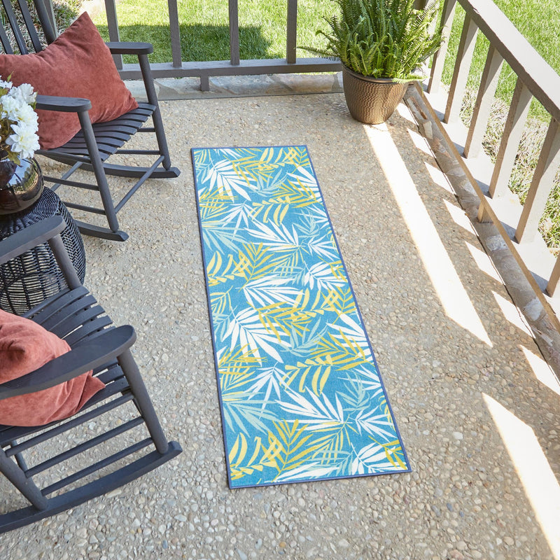 Belizean Tropics Outdoor Rugs Collection Area Rug -  Barrier Runner Blue  lifestyle 81