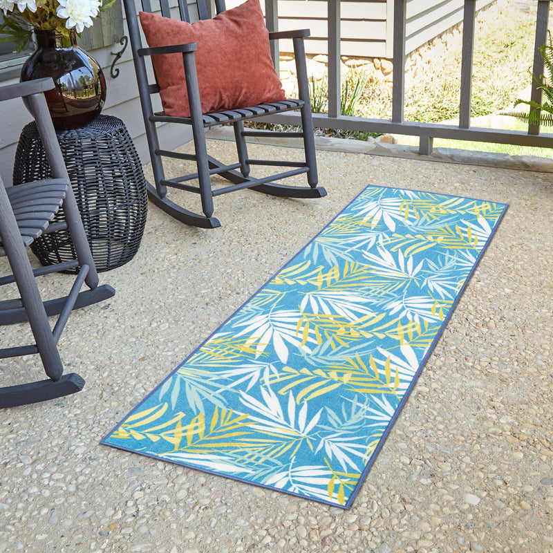 Belizean Tropics Outdoor Rugs Collection Area Rug -  Barrier Runner Blue  lifestyle 84