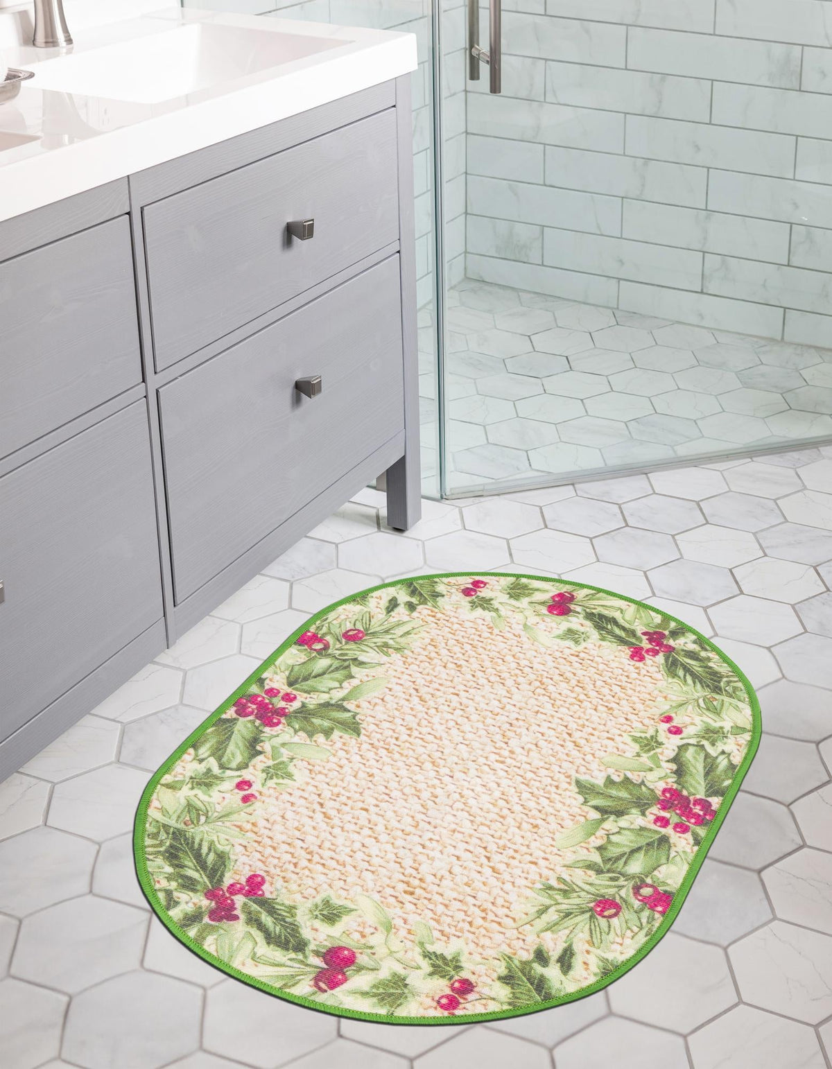 Belizean Tropics Outdoor Rugs Collection Area Rug -  Ambergris Oval Beige and Green  lifestyle 31
