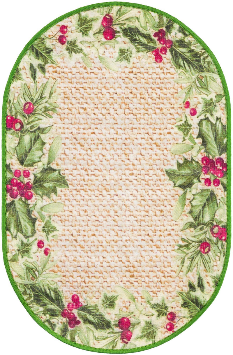 Belizean Tropics Outdoor Rugs Collection Area Rug -  Ambergris Oval Beige and Green  lifestyle 20