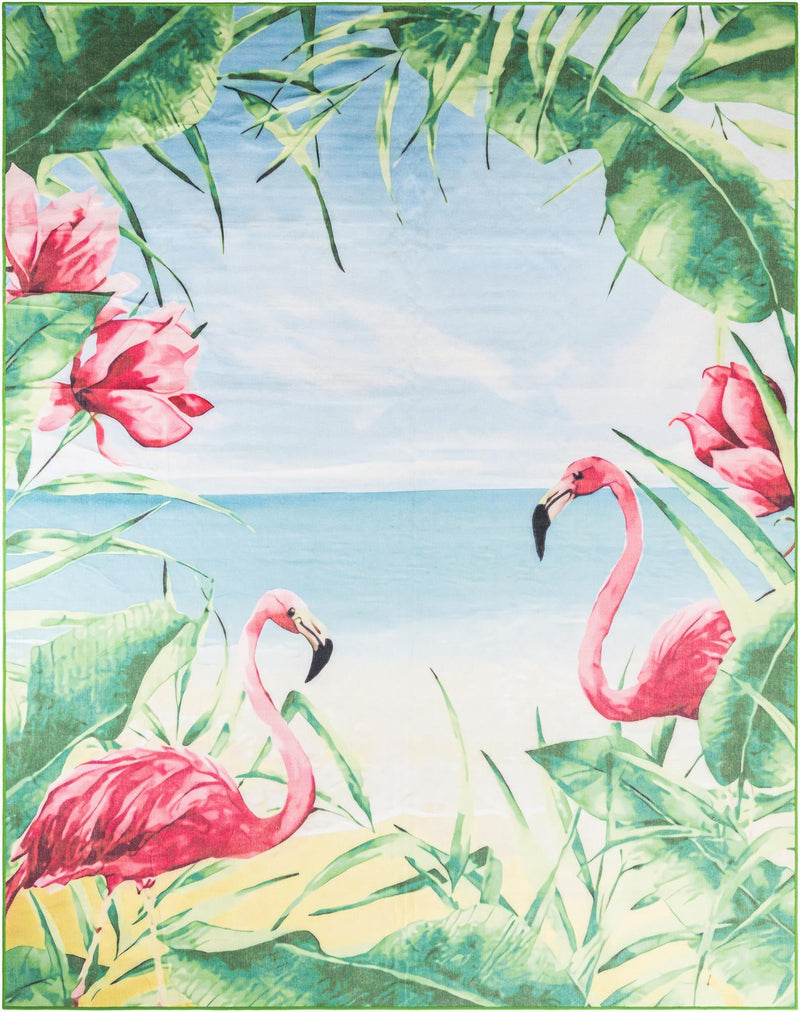 Belizean Tropics Outdoor Rugs Collection Area Rug -  Placencia Rectangle Blue and Green Main