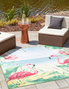 Belizean Tropics Outdoor Rugs Collection Area Rug -  Placencia Square Blue and Green  lifestyle 26