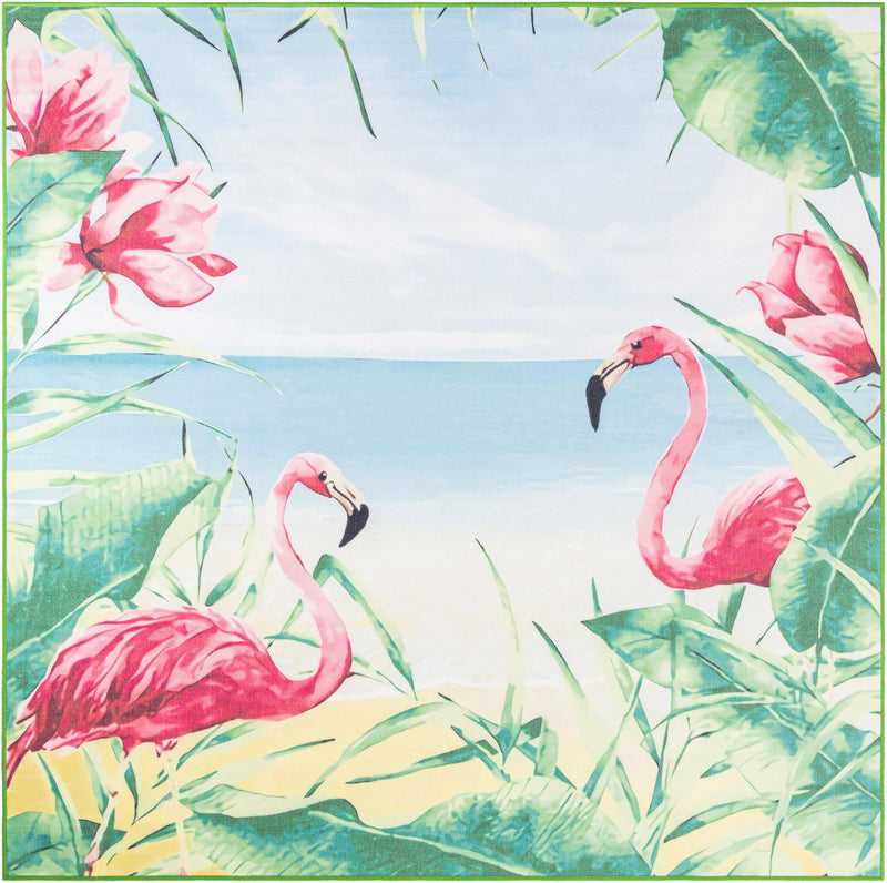 Belizean Tropics Outdoor Rugs Collection Area Rug -  Placencia Square Blue and Green  lifestyle 24
