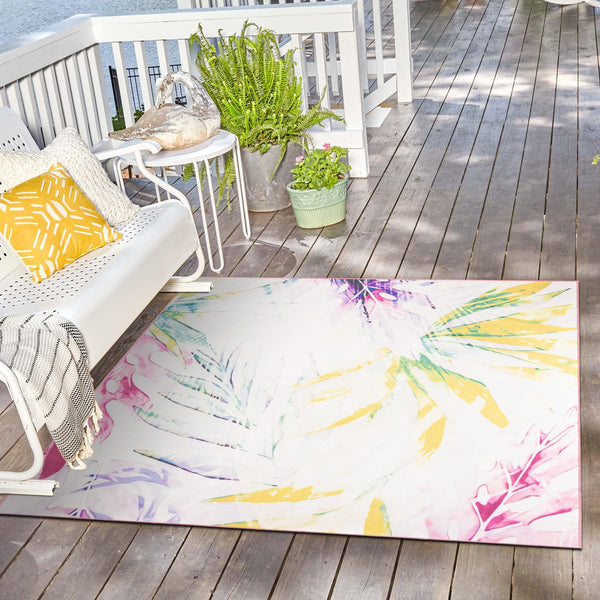 Belizean Tropics Outdoor Rugs Collection Area Rug -  Hopkins Square Ivory  lifestyle 80