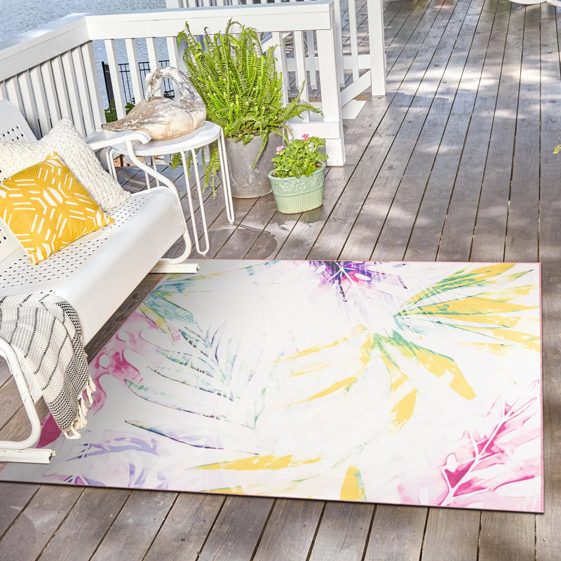 Belizean Tropics Outdoor Rugs Collection Area Rug -  Hopkins Square Ivory  lifestyle 80