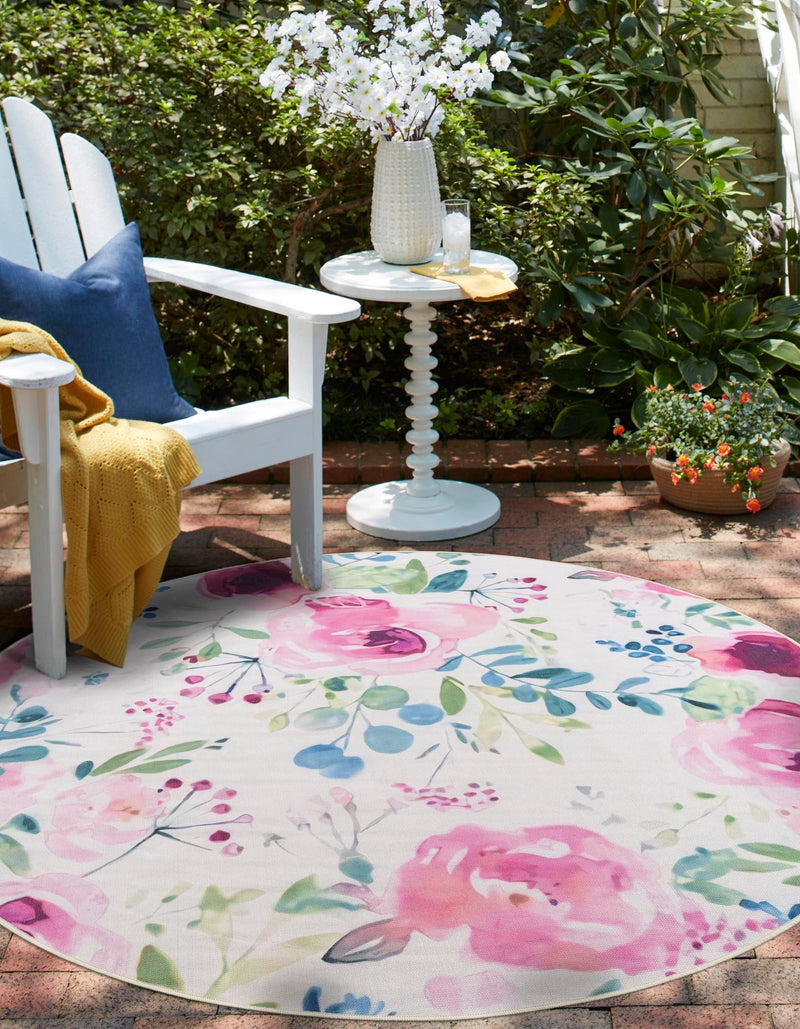 Belizean Tropics Outdoor Rugs Collection Area Rug -  Dangriga Round Ivory  lifestyle 25