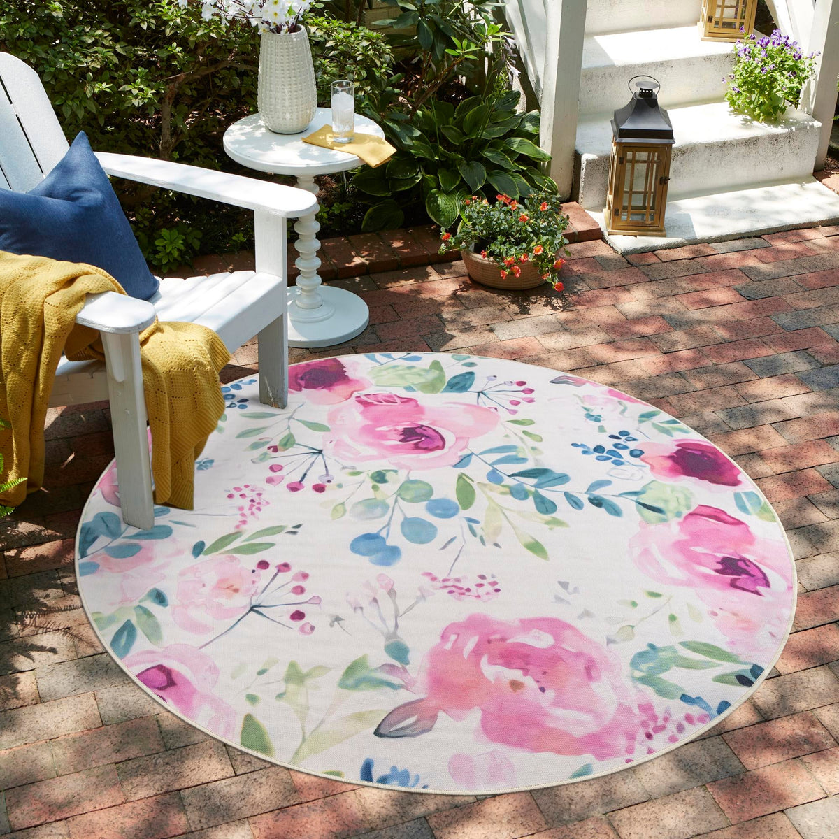 Belizean Tropics Outdoor Rugs Collection Area Rug -  Dangriga Round Ivory  lifestyle 78