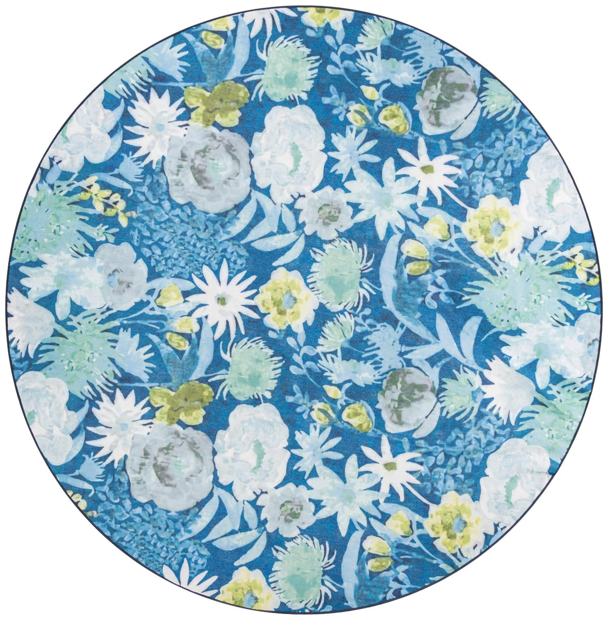 Belizean Tropics Outdoor Rugs Collection Area Rug -  Lagoon Round Navy Blue  lifestyle 20