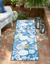 Belizean Tropics Outdoor Rugs Collection Area Rug -  Lagoon Runner Navy Blue  lifestyle 27
