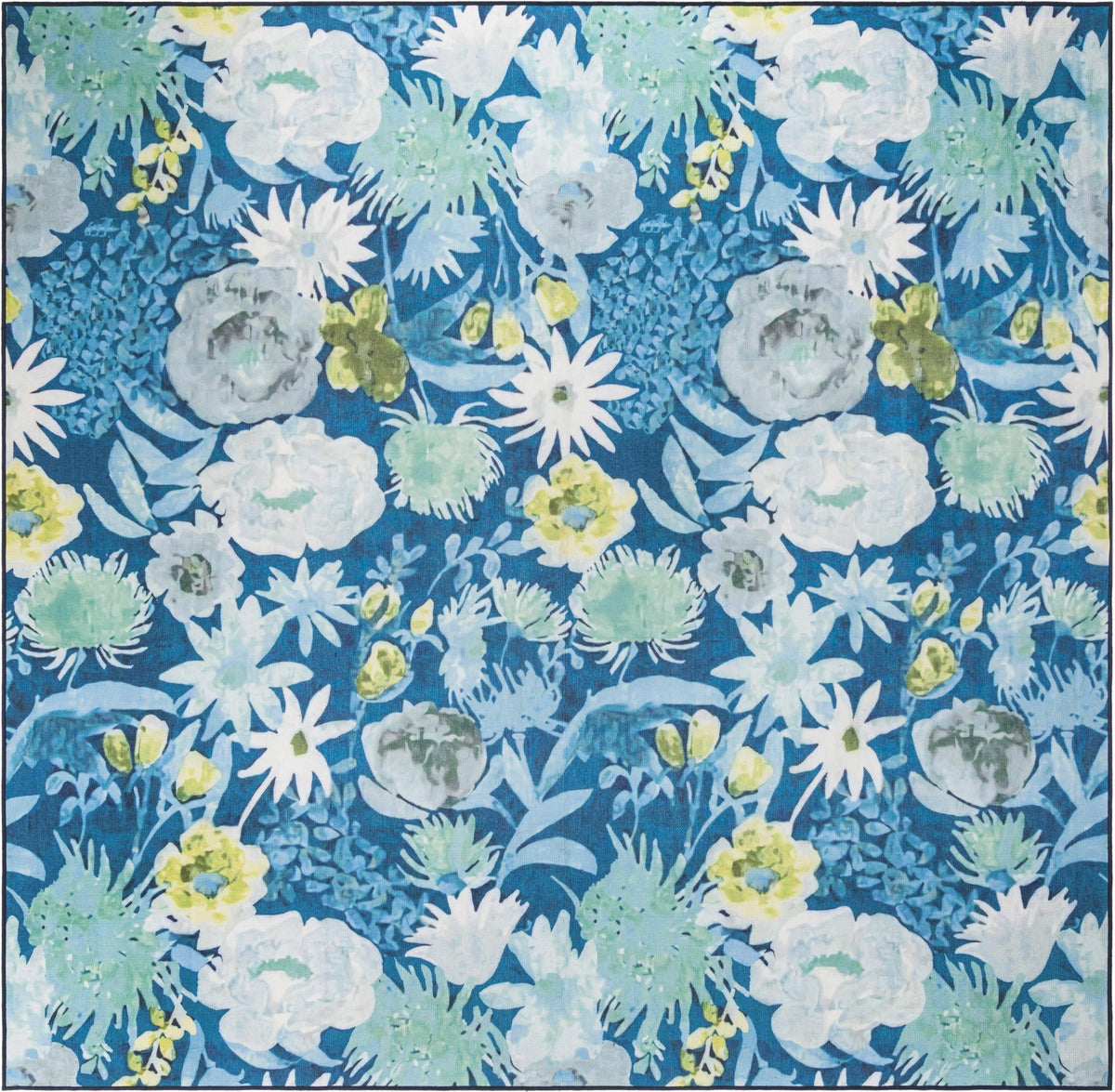 Belizean Tropics Outdoor Rugs Collection Area Rug -  Lagoon Square Navy Blue  lifestyle 21