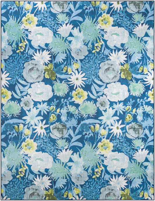 Belizean Tropics Outdoor Rugs Collection Area Rug -  Lagoon Rectangle Navy Blue Main