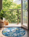 Belizean Tropics Outdoor Rugs Collection Area Rug -  Lagoon Oval Navy Blue  lifestyle 26