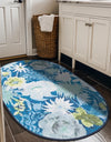 Belizean Tropics Outdoor Rugs Collection Area Rug -  Lagoon Oval Navy Blue  lifestyle 33