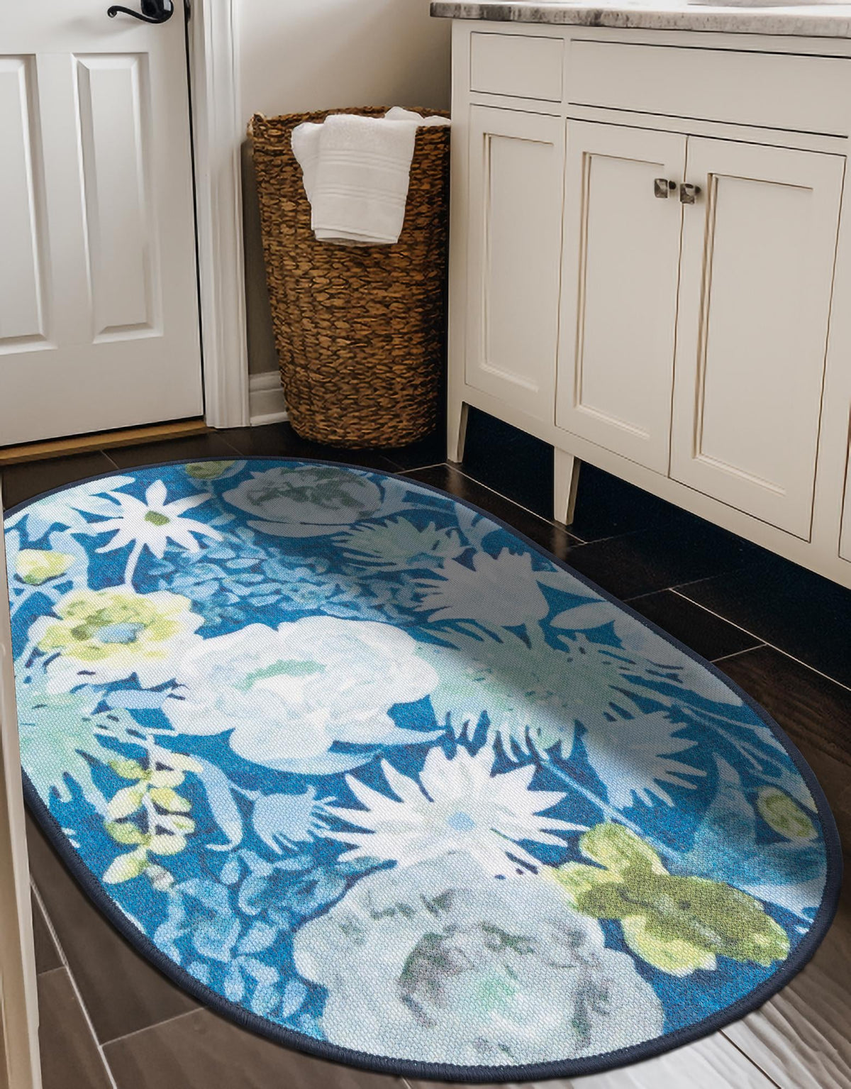 Belizean Tropics Outdoor Rugs Collection Area Rug -  Lagoon Oval Navy Blue  lifestyle 33