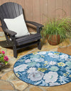 Belizean Tropics Outdoor Rugs Collection Area Rug -  Lagoon Round Navy Blue  lifestyle 24