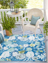 Belizean Tropics Outdoor Rugs Collection Area Rug -  Lagoon Square Navy Blue  lifestyle 25