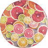 Belizean Tropics Outdoor Rugs Collection Area Rug -  Savanna Round Rust Red and Yellow  lifestyle 17