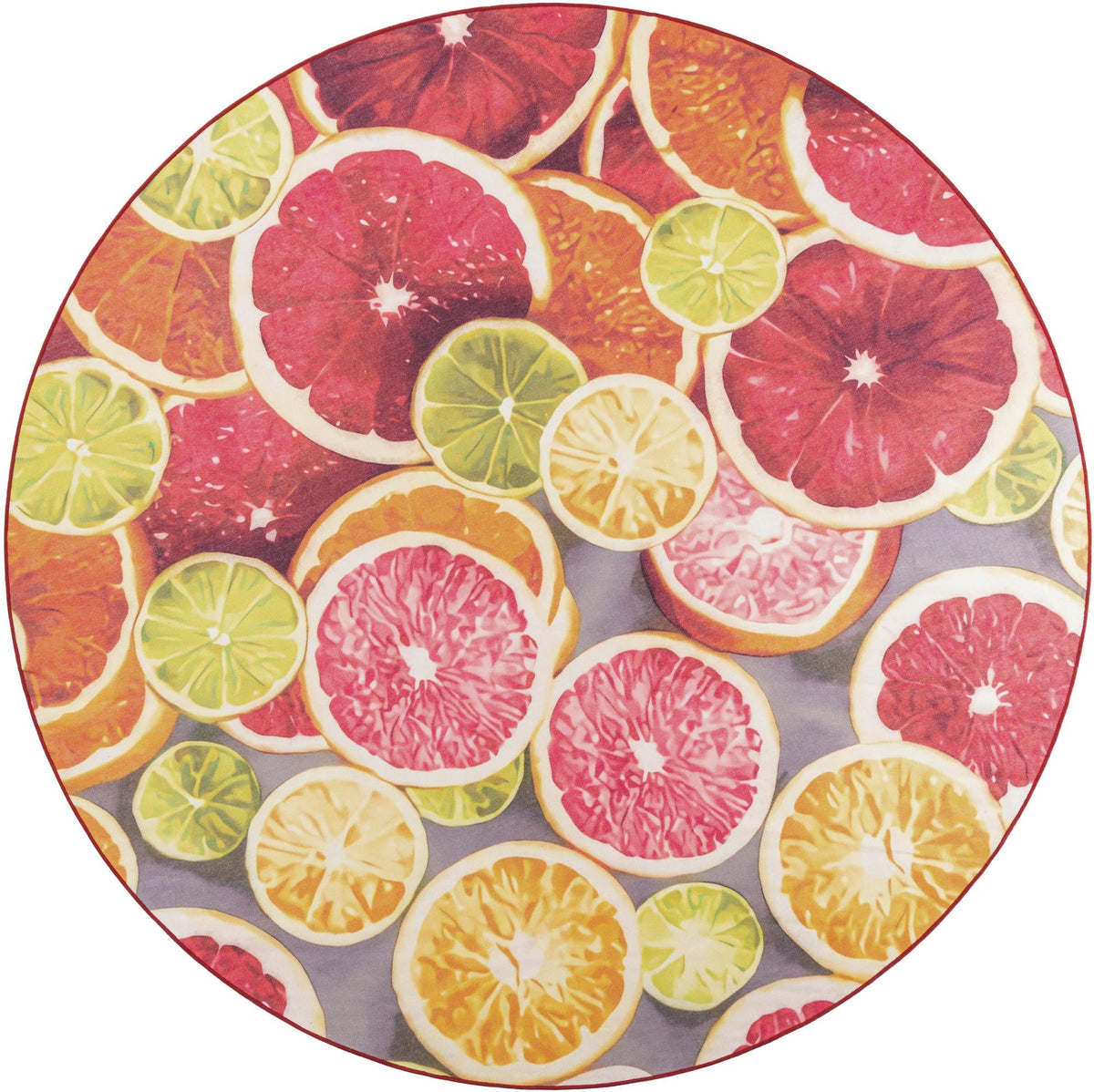 Belizean Tropics Outdoor Rugs Collection Area Rug -  Savanna Round Rust Red and Yellow  lifestyle 17