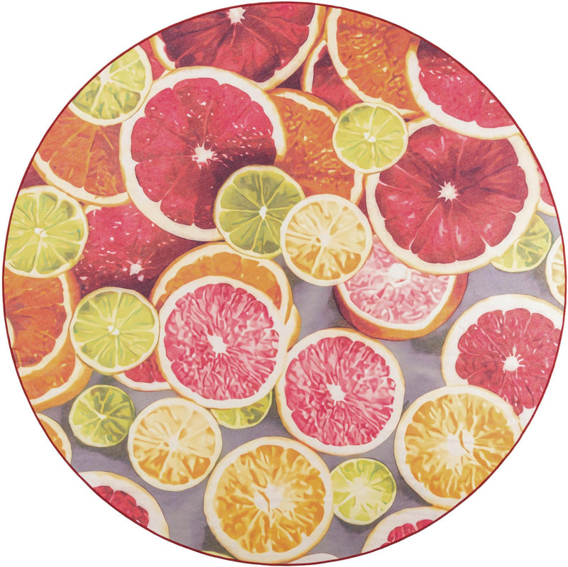 Belizean Tropics Outdoor Rugs Collection Area Rug -  Savanna Round Rust Red and Yellow  lifestyle 17
