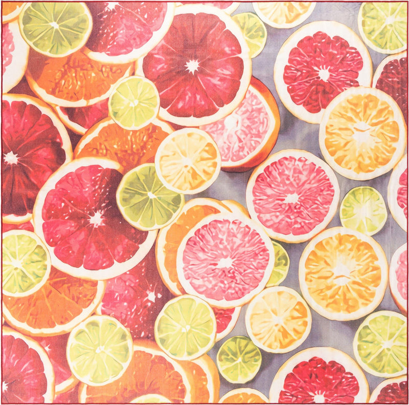 Belizean Tropics Outdoor Rugs Collection Area Rug -  Savanna Square Rust Red and Yellow  lifestyle 19