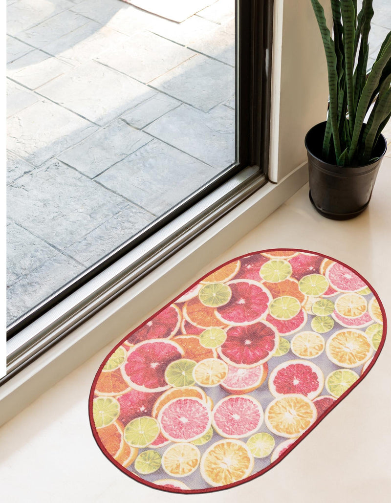 Belizean Tropics Outdoor Rugs Collection Area Rug -  Savanna Oval Rust Red and Yellow  lifestyle 24
