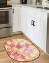 Belizean Tropics Outdoor Rugs Collection Area Rug -  Savanna Oval Rust Red and Yellow  lifestyle 33