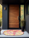Belizean Tropics Outdoor Rugs Collection Area Rug -  Savanna Oval Rust Red and Yellow  lifestyle 37