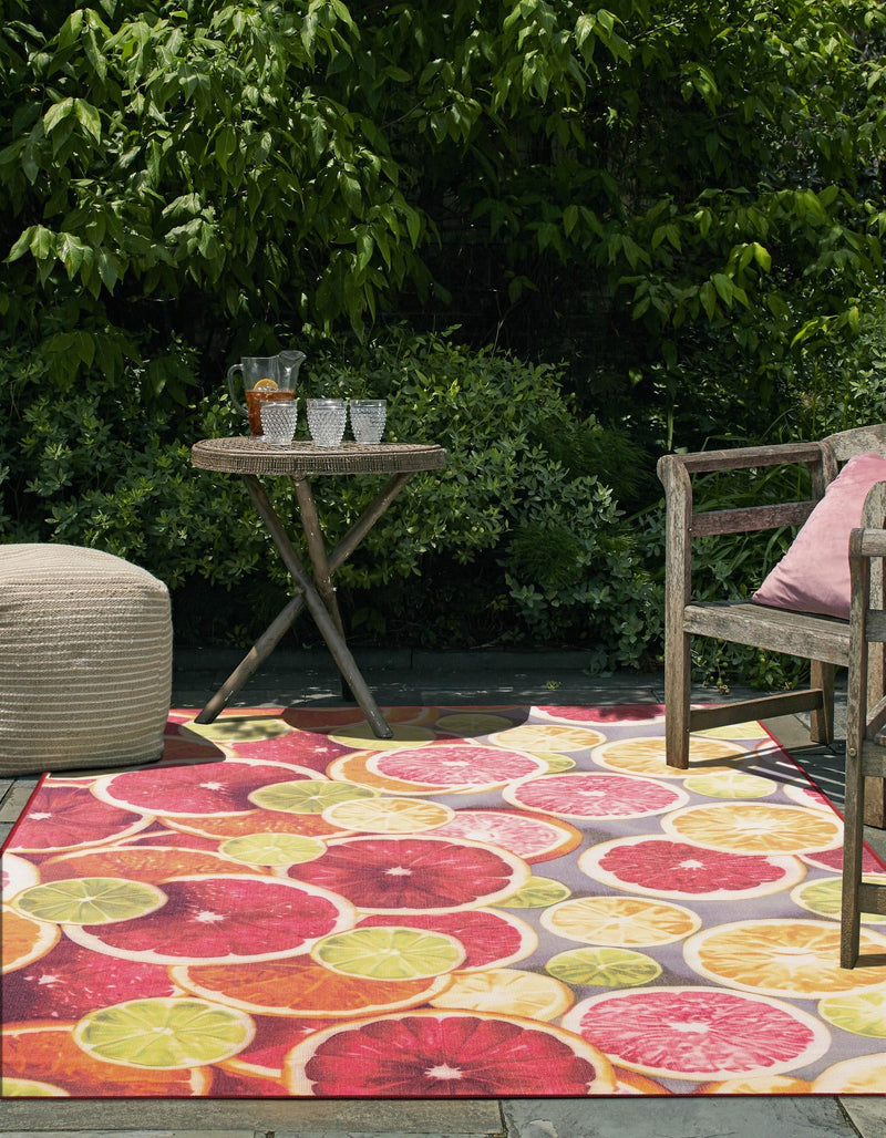 Belizean Tropics Outdoor Rugs Collection Area Rug -  Savanna Rectangle Rust Red and Yellow  lifestyle 3
