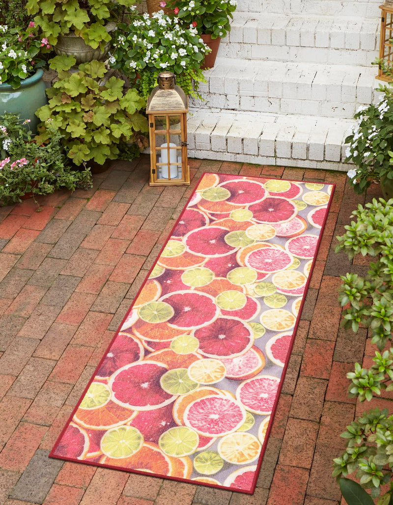 Belizean Tropics Outdoor Rugs Collection Area Rug -  Savanna Runner Rust Red and Yellow  lifestyle 22