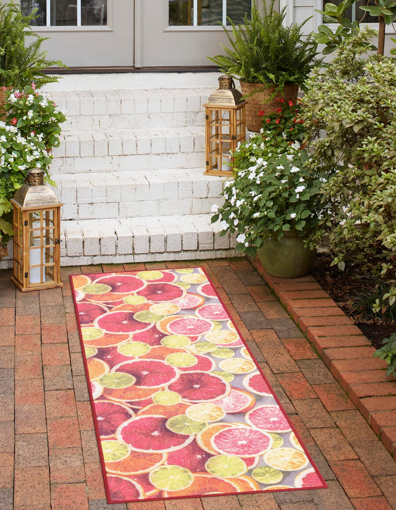 Belizean Tropics Outdoor Rugs Collection Area Rug -  Savanna Runner Rust Red and Yellow  lifestyle 26