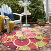 Belizean Tropics Outdoor Rugs Collection Area Rug -  Savanna Round Rust Red and Yellow  lifestyle 81