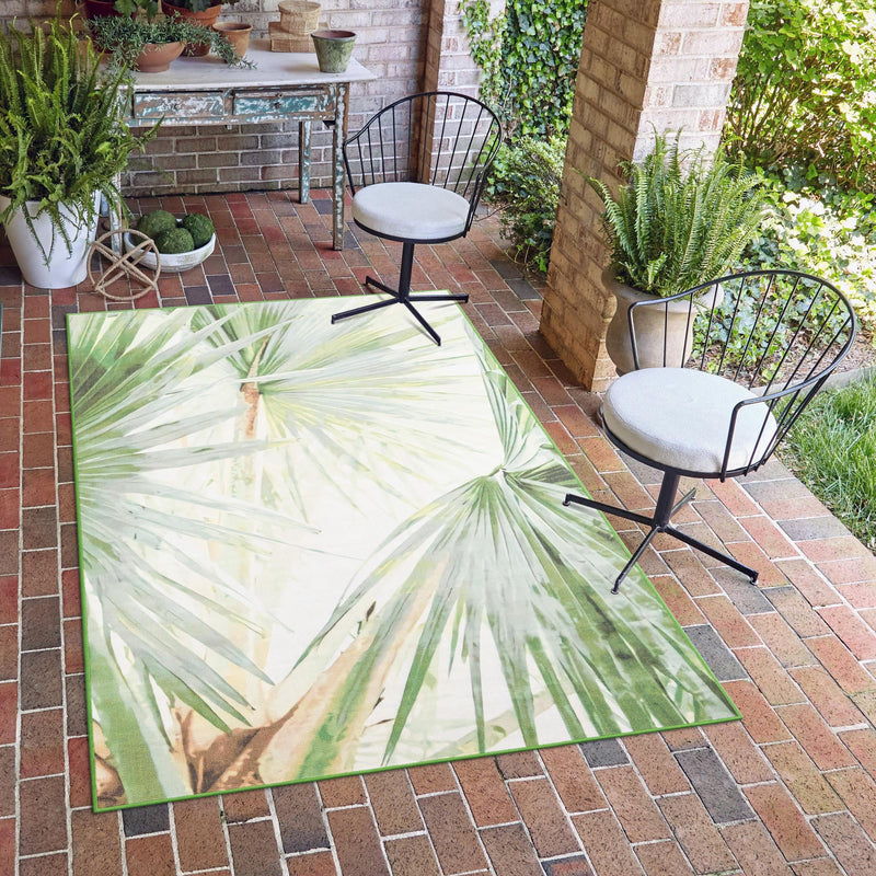 Belizean Tropics Outdoor Rugs Collection Area Rug -  Mayan Rectangle Green  lifestyle 16