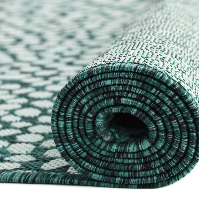 Urban Oasis Rugs Collection Area Rug -  Terrace (White and Teal) Rectangle White and Teal  lifestyle 11