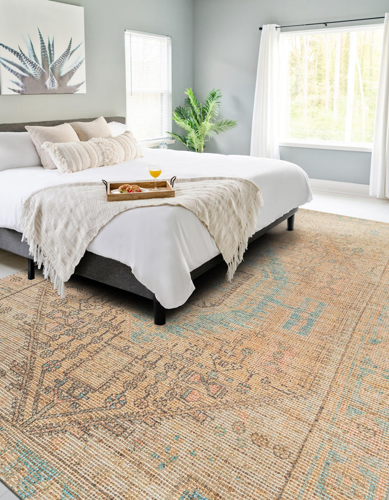 Desert Weave Jute Collection Area Rug -  Mojave Rectangle Khaki and Ivory  lifestyle 7