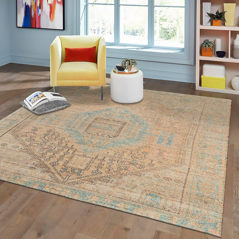 Desert Weave Jute Collection Area Rug -  Mojave Square Khaki and Ivory  lifestyle 59