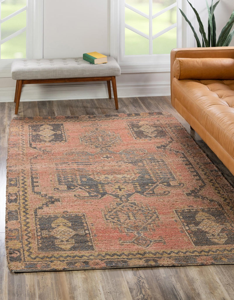 Desert Weave Jute Collection Area Rug -  Sonoran Rectangle Antique Red  lifestyle 2