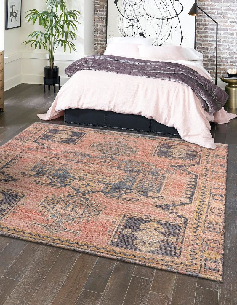Desert Weave Jute Collection Area Rug -  Sonoran Square Antique Red  lifestyle 27
